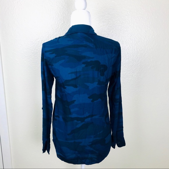 Splendid Camo Print Navy Button Down Shirt - Picture 7 of 11